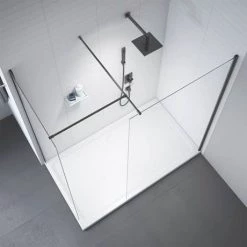 Merlyn Black Showerwall Wetroom Screen -Shower Enclosures Shop BLKSW800 D2 460