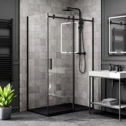 Imperia 1200 x 900mm Black Slate Effect Rectangular Shower Tray + Black Waste -Shower Enclosures Shop BR1209BW d6 460