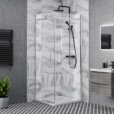 Nova Square 900 x 900mm Frameless Corner Entry Shower Enclosure 3 Nova Square 900 x 900mm Frameless Corner Entry Shower Enclosure