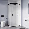 Crosswater 1000 x 800mm Clear 6 Matt Black Offset Quadrant Single Door Shower Enclosure - CAQSBC10X8 -Shower Enclosures Shop CAQSBC0900 P