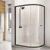 Roman Haven6 Matt Black Frame Offset Shower Enclosure - 1000 x 800mm - H3SQ810CB -Shower Enclosures Shop H3SQ810CB m