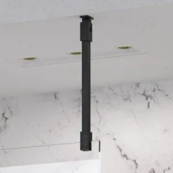 Roman Liberty Black Clear Glass Wetroom Screen + Ceiling Arm Support - Various Sizes (2000mm High) -Shower Enclosures Shop LBBKC50SQB N 460