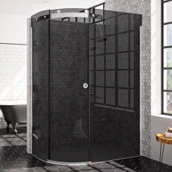 Merlyn 10 Series 1200 x 900mm LH Smoked Black Glass 1 Door Offset Quadrant Enclosure