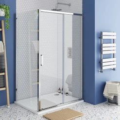 Monza 1200 x 800mm Sliding Door Shower Enclosure + Pearlstone Tray