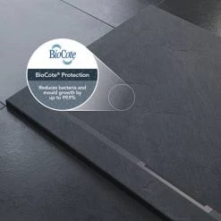 Mira Flight Level Slate Effect Rectangular Shower Tray -Shower Enclosures Shop Mira Flight Rect Slate Biocote 460