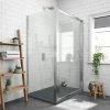Newark 1200 x 800mm Sliding Door Shower Enclosure + Slate Effect Tray -Shower Enclosures Shop N128SDST p