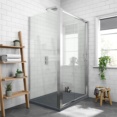 Newark 1200 x 900mm Sliding Door Shower Enclosure + Slate Effect Tray 3 Newark 1200 x 900mm Sliding Door Shower Enclosure + Slate Effect Tray