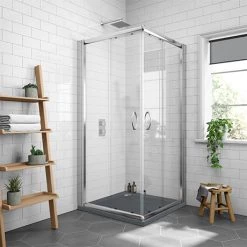 Newark 800 x 800mm Corner Entry Shower Enclosure + Slate Effect Tray