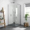 Newark 800 x 800mm Pivot Door Shower Enclosure + Slate Effect Tray -Shower Enclosures Shop N8PDST p