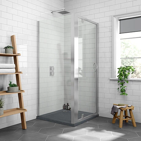Newark 900 x 900mm Pivot Door Shower Enclosure + Slate Effect Tray 3 Newark 900 x 900mm Pivot Door Shower Enclosure + Slate Effect Tray