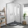 Newark LH 1200 x 800mm Offset Quadrant Enclosure + Slate Effect Tray -Shower Enclosures Shop NQSE128ST LH p