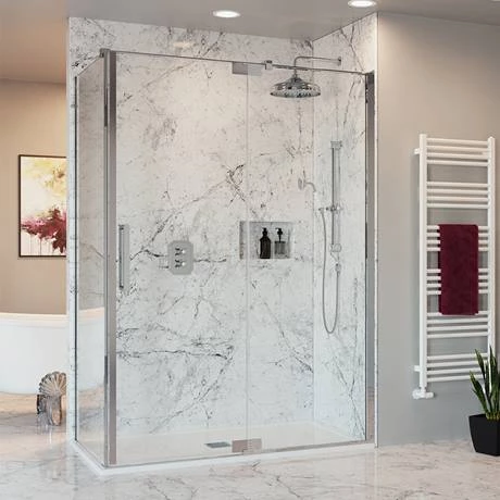 Crosswater Optix 10 Polished Stainless Steel Side Panel for Pivot Door with Inline 4 Crosswater Optix 10 Polished Stainless Steel Side Panel for Pivot Door with Inline - Image 2