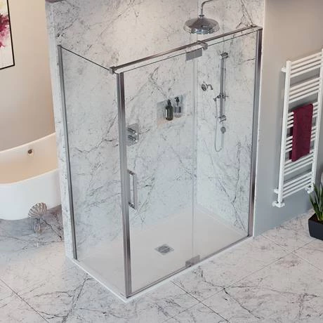 Crosswater Optix 10 Polished Stainless Steel Side Panel for Pivot Door with Inline 5 Crosswater Optix 10 Polished Stainless Steel Side Panel for Pivot Door with Inline - Image 3