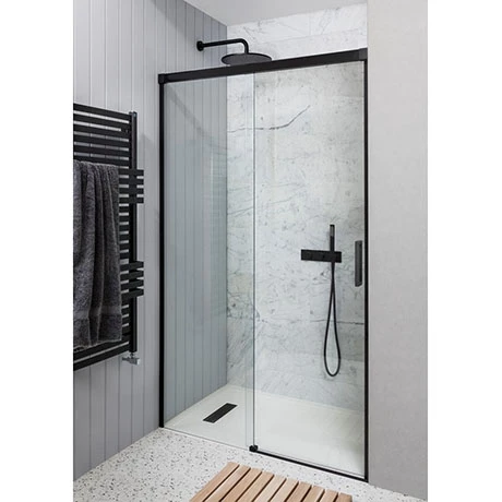Crosswater Design+ Matt Black Sliding Shower Door 3 Crosswater Design+ Matt Black Sliding Shower Door
