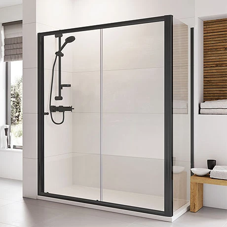Roman Haven6 Matt Black 6mm Sliding Shower Door Enclosure - 1200 x 800mm 3 Roman Haven6 Matt Black 6mm Sliding Shower Door Enclosure - 1200 x 800mm