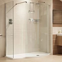 Roman Lumin8 1450mm Colossus Curved Wetroom Shower Panel With Side Panel