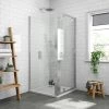 Newark 900 x 900mm Pivot Door Shower Enclosure + Pearlstone Tray -Shower Enclosures Shop V900PE p