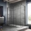 Venice 1700 x 800 Matt Black Abstract Grid Wet Room (incl. Screen, Side Panel + Tray) -Shower Enclosures Shop VAMBG01 p 1