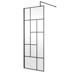 Venice 1400 x 900 Matt Black Abstract Grid Wet Room (800mm Screen + Tray) -Shower Enclosures Shop VAMBG04 d1 460
