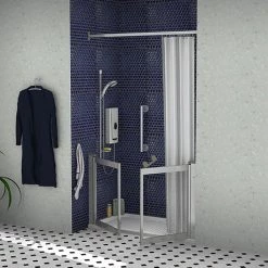 Milton Silver Front Access Half Height Twin Bi-Parting Shower Doors