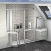 Milton Silver RH Front Access Half Height Bi-Fold Door Hinged from Wall & Fixed Panel -Shower Enclosures Shop VP24RH SIL 1000 P