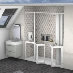 Milton White Front Access Half Height Twin Bi-Fold Inline Shower Doors - Left Hand