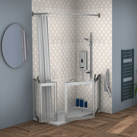 Milton Silver RH Corner Access Half Height Twin Bi-Fold Shower Doors 3 Milton Silver RH Corner Access Half Height Twin Bi-Fold Shower Doors