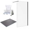 Arezzo 1400 x 900 Wet Room Pack - Matt Black -Shower Enclosures Shop WRP149B np