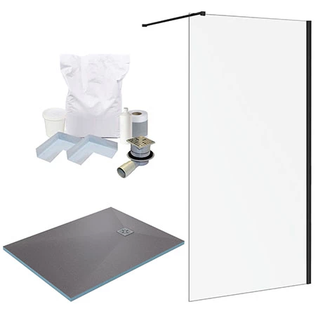Arezzo 1400 x 900 Wet Room Pack - Matt Black 3 Arezzo 1400 x 900 Wet Room Pack - Matt Black