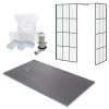 Arezzo 1600 x 900 Wetroom Enclosure Pack - Matt Black Grid 2 Arezzo 1600 x 900 Wetroom Enclosure Pack - Matt Black Grid -Shower Enclosures Shop WRP169BGE np