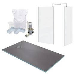 1600 x 900 Wet Room Enclosure Pack - Chrome
